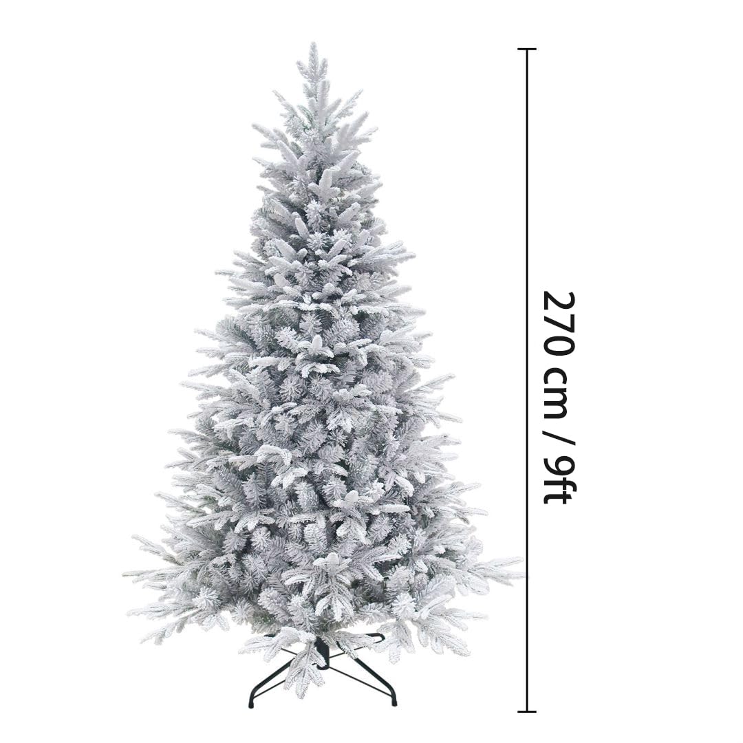 Sapin de Noël artificiel enneigé - 270 cm - Avec support - Sapin de Noël avec neige