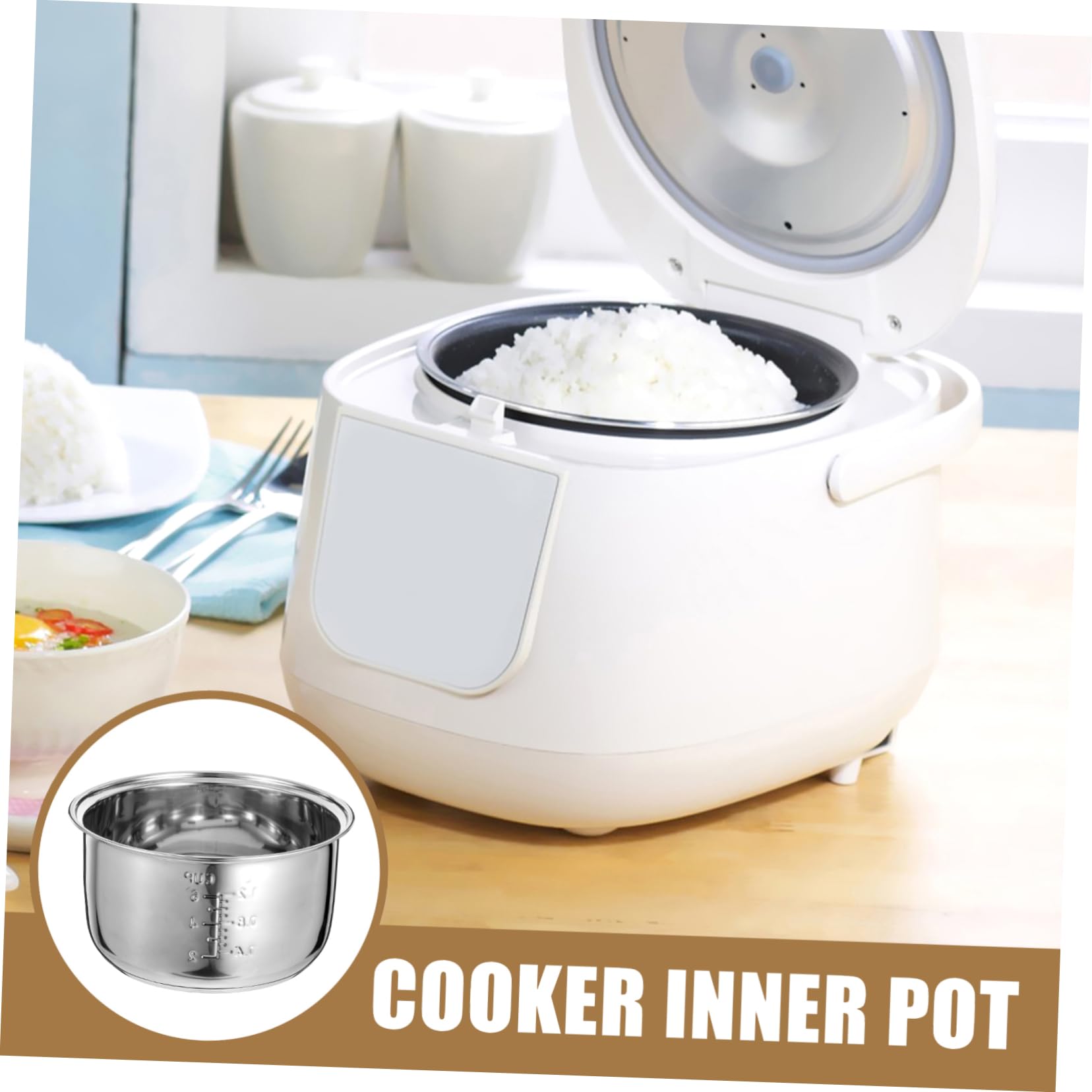 Alipis Pot Intérieur en Acier Inoxydable Antiadhésif pour Cuiseur À Riz 3L Compatibilité Universelle Accessoire Remplacement pour Cuiseurs Électriques Cuisine Maison
