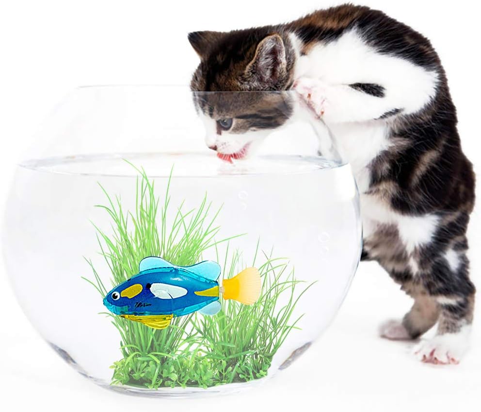 Cat Toy Water Activated LED Swimming Fish Toy with Aquatic Weed