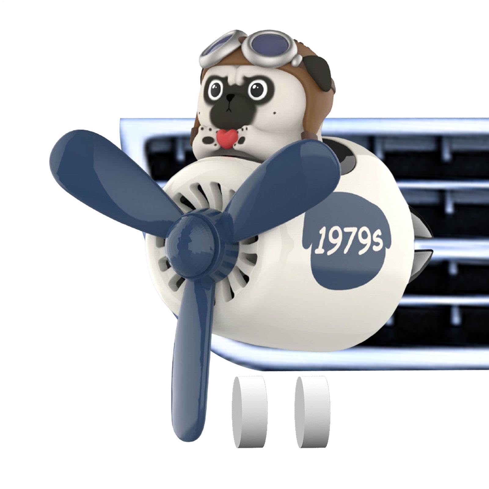 Dous Puppy Dog Cat Pilot Car Air Freshener, Cartoon Car Vent Aroma Diffuser, Reusable Air Outlet Scented Clip With Rotating Propeller Vent Accessories