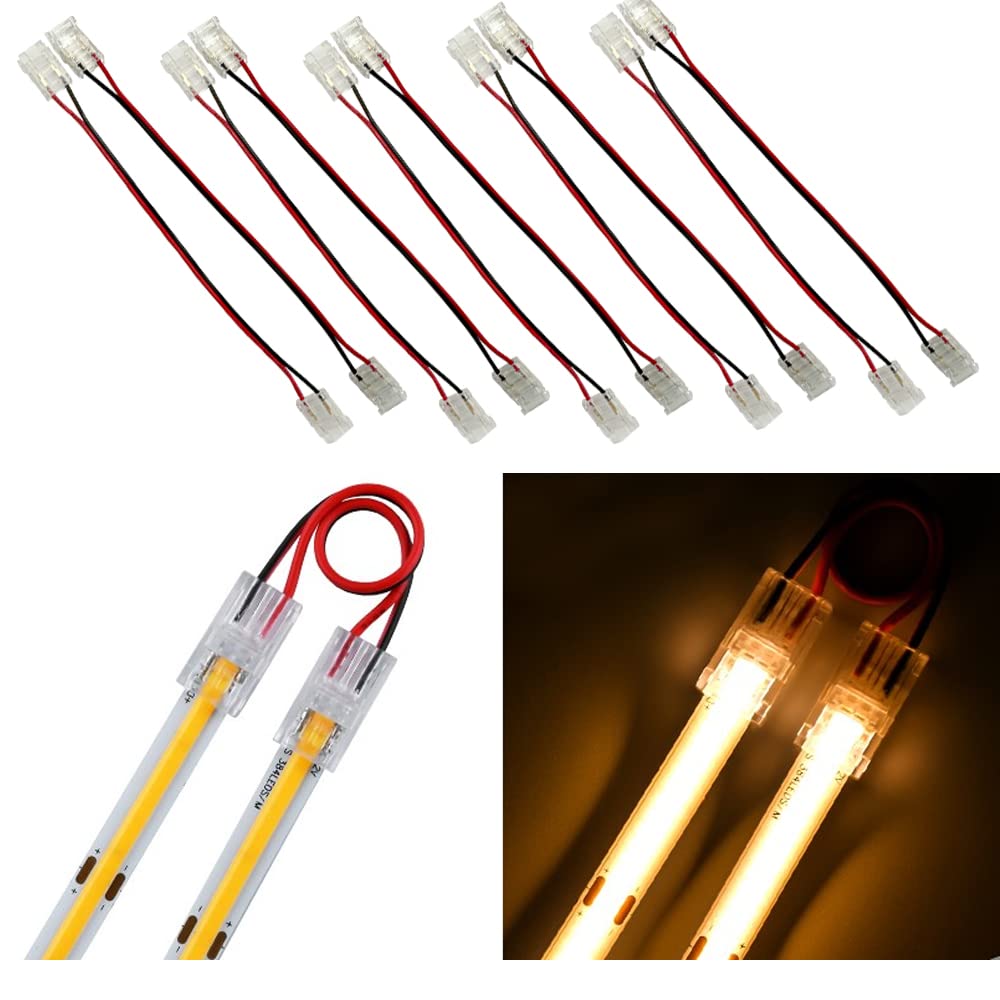 Conectores Led Amefil Conectores De Tira De LED Cob De 2 Pinos De 10 Mm, Entrada Fêmea Conectores Tiras Led
