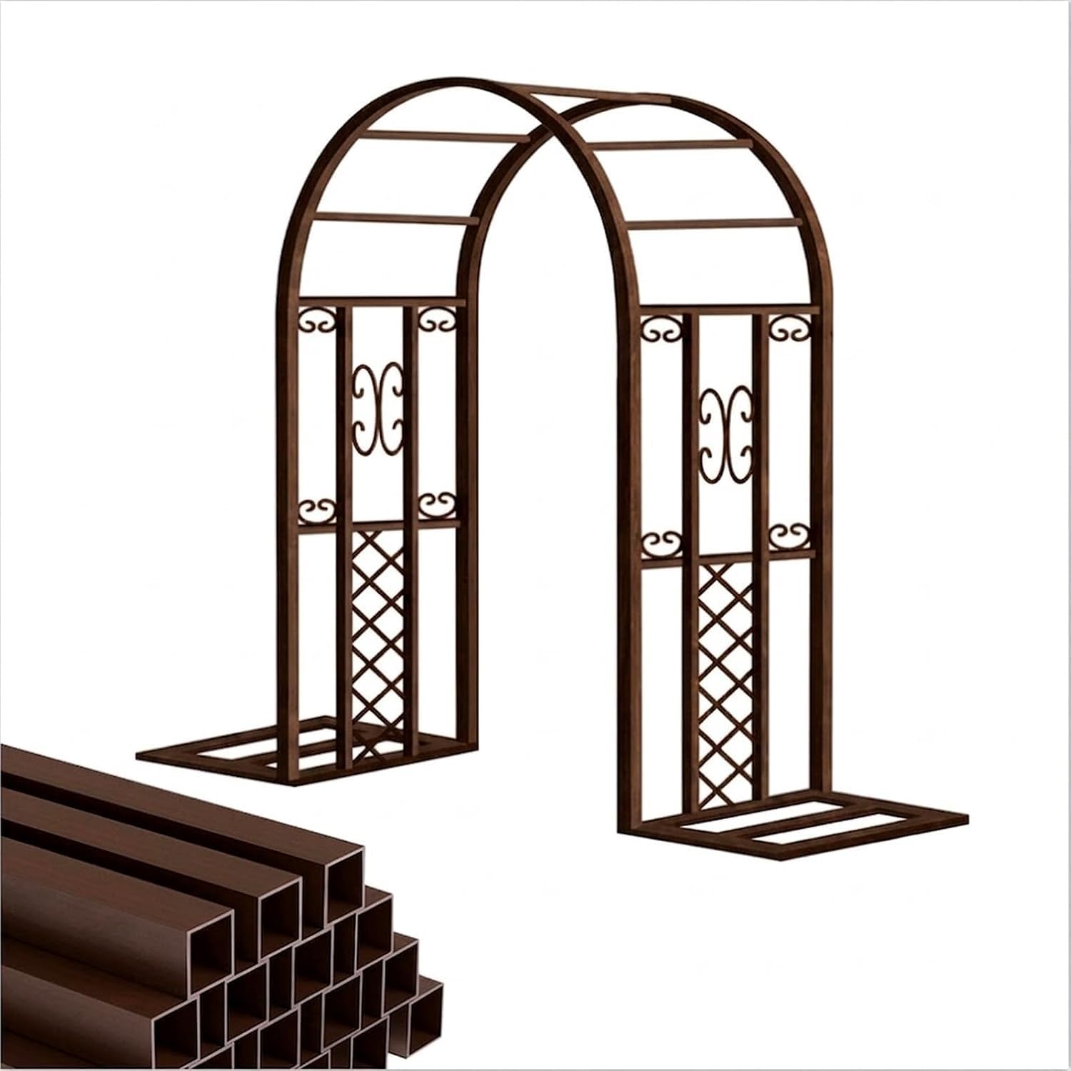 Heavy Duty Garden Arch Arbor(Size:W180*H230cm,Color:Brown)