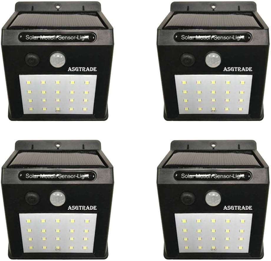 20 Led Solar Motion Sensor Light, Plastic Outdoor Weatherproof for Driveway Garden Path Yard Outdoor, Home Decoration White (Pack of 4 Solar Motion Lights)