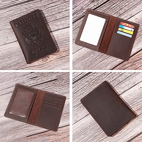 Genuine Leather Passport And Vaccine Card Holder Combo,Rfid Blocking Passport Holder Cover Case Wallet With Cdc Vaccination Card Slot, Leather Travel Documents Organizer Protector For Women Men (Coffee) #TOP2