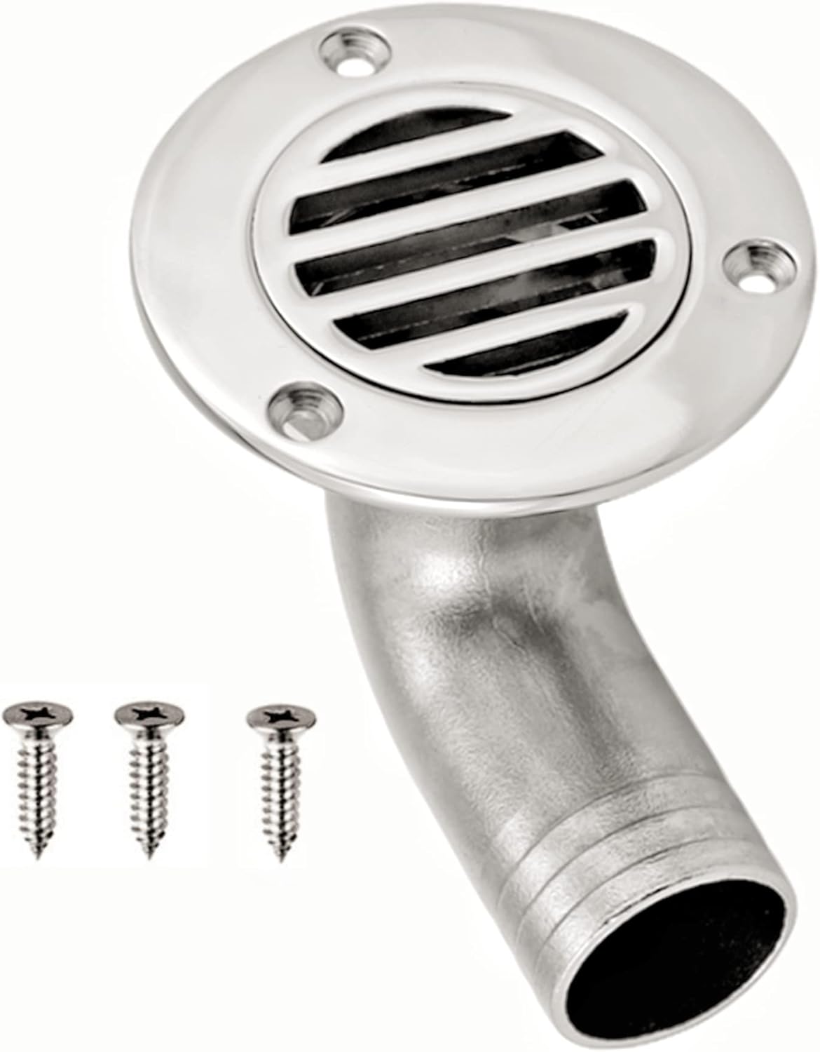 Heavy Duty Marine Boat Floor Drain,316 Stainless Steel 90 Degree Boat Floor Deck Water Drain Thru Hull Plumbing Fitting Hardware,Free Fasterners