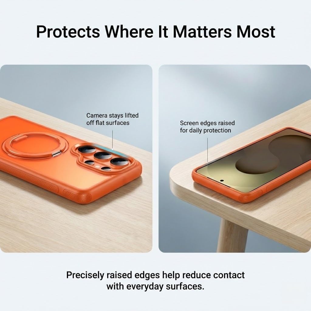 Magnetic Ring Stand Case for Samsung Galaxy S26 / S26+ / S26 Ultra, Compatible with MagSafe, 360° Rotatable Foldable Kickstand, Shockproof Protective Cover with Non-Slip Grip(Black,S26 Ultra)