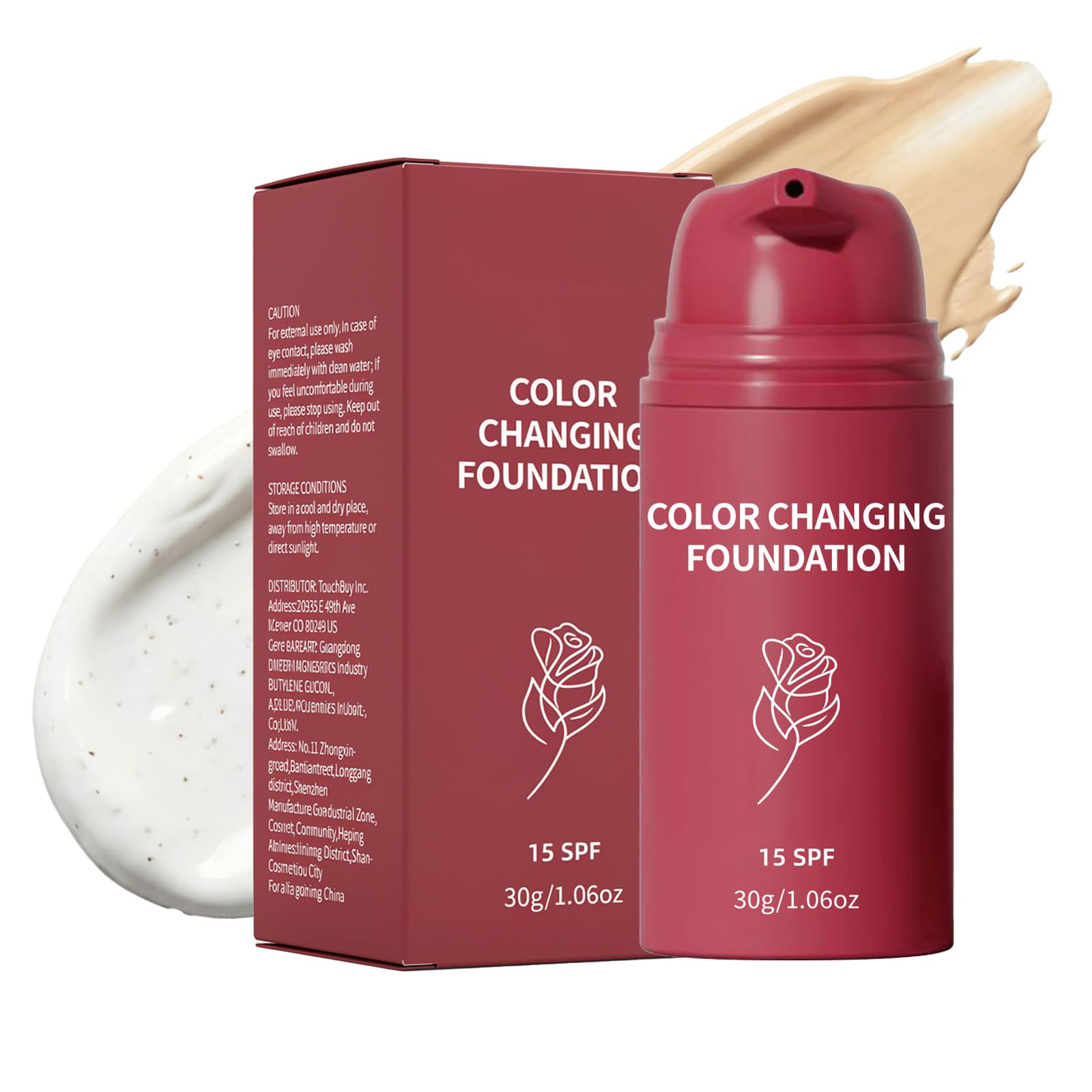 Korean Color Changing Foundation, Auto Adjusting Tone Correcting Makeup Conceals Fine Lines and Wrinkles Color Changing Foundation for Mature Skin. 1 Pcs