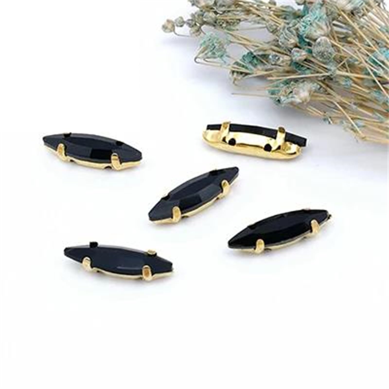 Strass à coudre œil de cheval noir pour customiser des vêtements