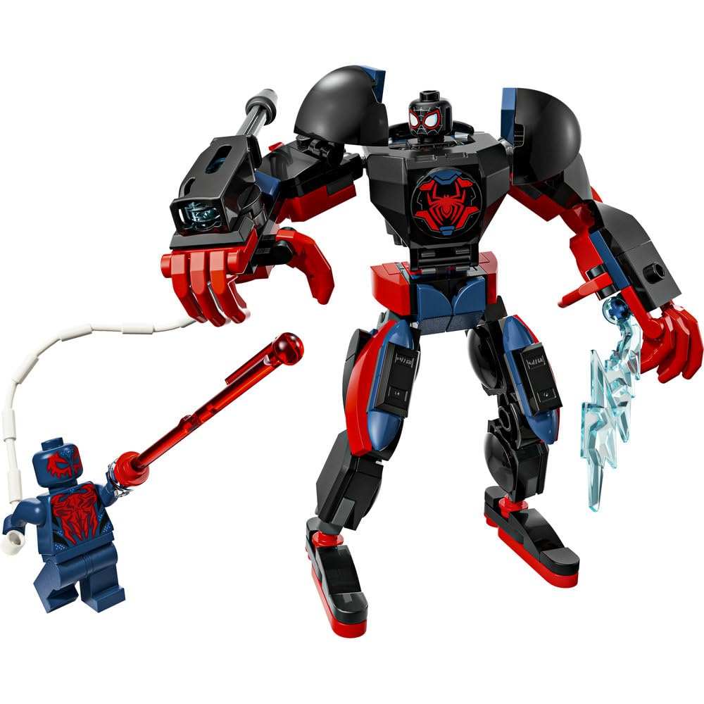 LEGO | Marvel Miles Morales kontra Spider-Man 2099 76337 | Ruchomy robot, zabawka dla 6-latka, prezent dla fana Spider-Mana, zestaw klocków dla chłopca i dziewczynki, 135 elementów