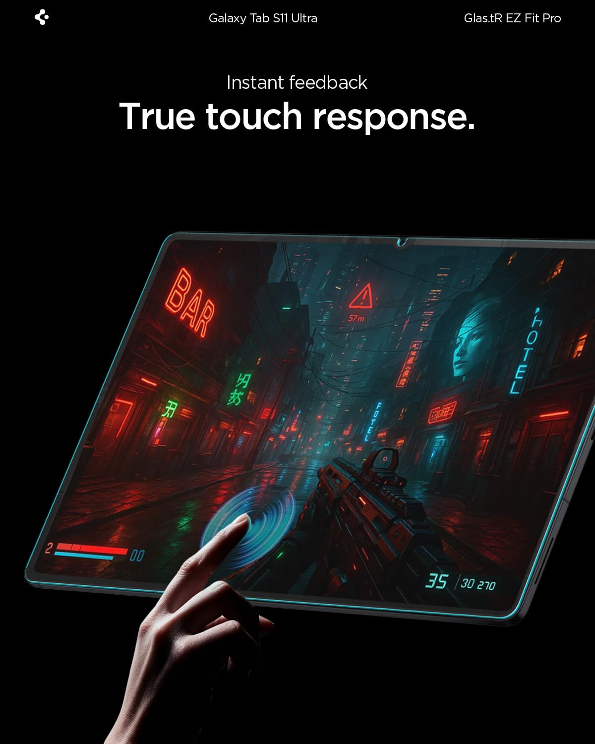 Spigen Glas.tR EZ Fit Pro Protector Pantalla para Samsung Galaxy Tab S11 Ultra, 1 Unidad, Instalación Fácil, Alta Definicion, Dureza 9H