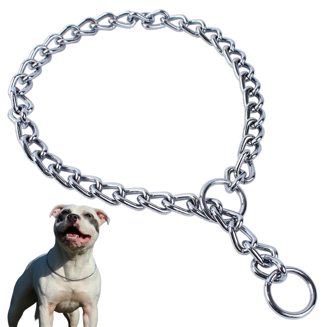 1-Pack Metal Chain Choke Collar for Dogs, Slip Link Training Dog Choker Collar Heavy Duty Puppy Collars for Small Medium Large Big XL Breed Dogs, Silver L