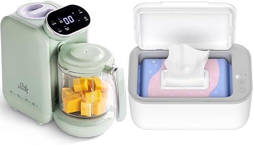 Chefhandy Fabricante de alimentos para bebés verde y calentador de toallitas blancas para bebés