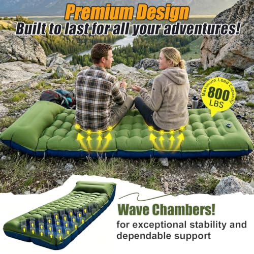 Image of FUN PAC Camping Sleeping Pad,Ultralight Camping Mattress with Pillow, Built-in Foot Pump Inflatable Sleeping Pad Compact for Camping,Backpacking, Hiking,Traveling