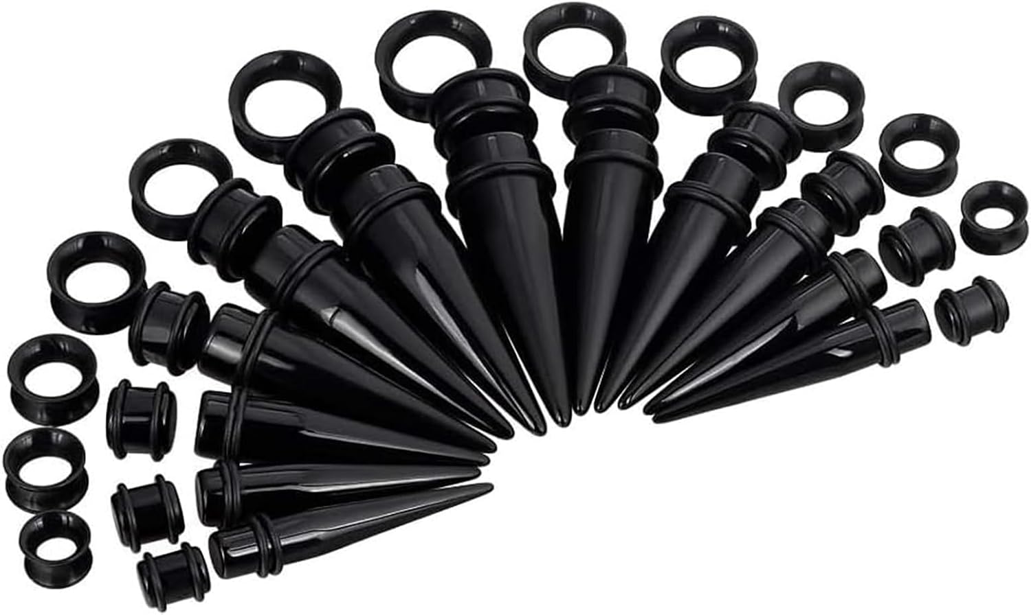 Oyaface 36 Pieces Ear Stretching Piercing Kit Acrylic Tapers Silicone Tunnels Plugs 00G-20mm Big Gauges Expander Set Body Jewelry for Men and Women