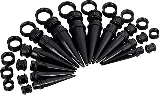 Oyaface 36 Pieces Ear Stretching Piercing Kit Acrylic Tapers Silicone Tunnels Plugs 00G-20mm Big Gauges Expander Set Body Jewelry for Men and Women