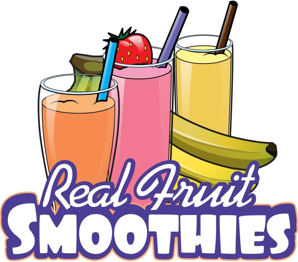 Real Fruit Smoothies 16" Concession Decal Sign cart Trailer Stand Sticker Equipment
