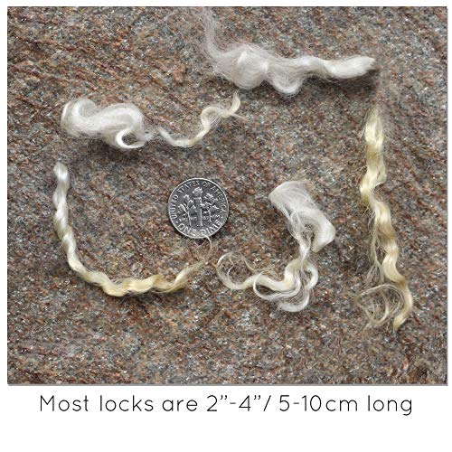 Real Mohair Locks. Organic Natural White Wool Fiber For Doll Hair, Santa Beards, Wigs, Felting, Blending, Spinning And Wall Hangings. White, 1 Ounce (28G) #TOP1