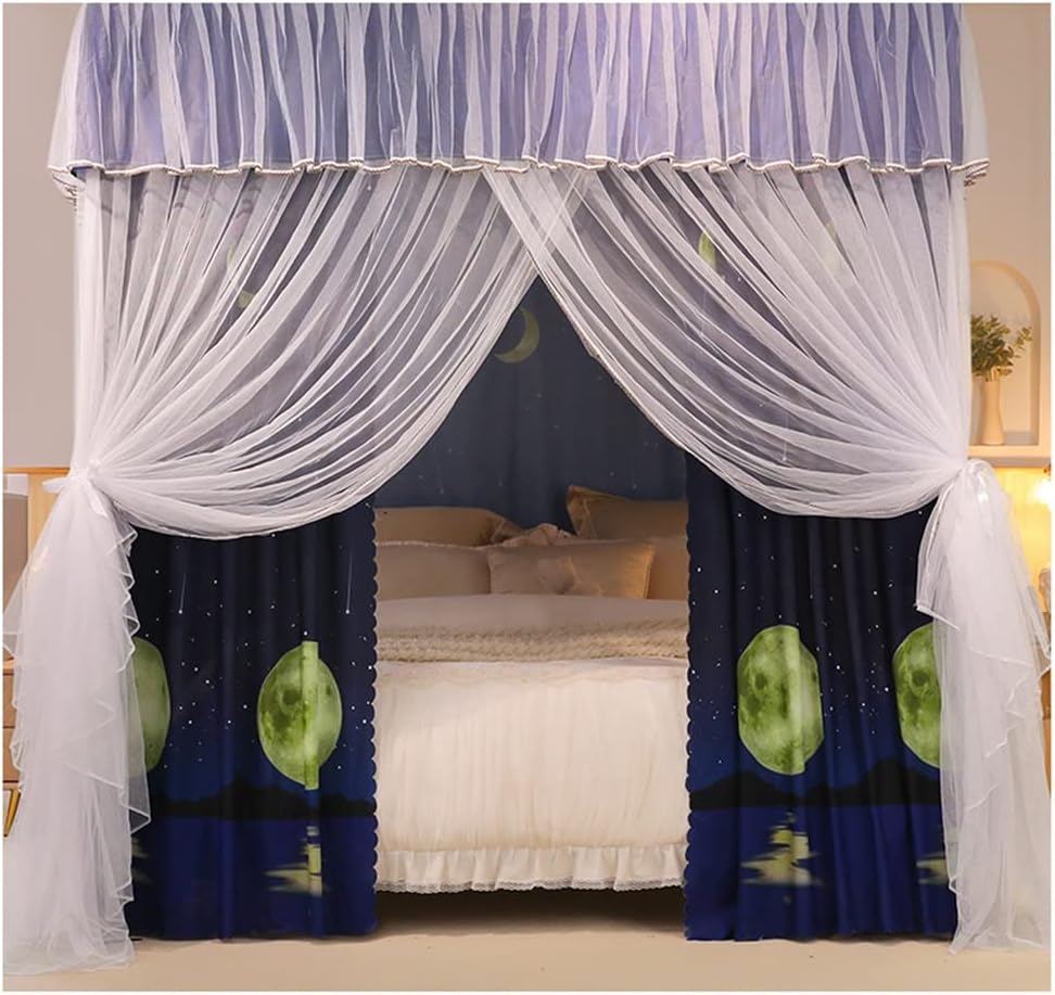 4 Corner Bed Canopy Mosquito Net for Single Double Bed, Four Seasons Bed Curtain Canopy Mosquito Net for Girls Boys Adult (Color : Style 3, Size : 200X220X200CM) (Style 6 180X200X200CM) (Sty