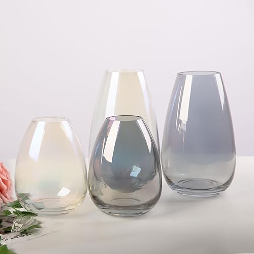 Miniatura 7 de Jarrón de vidrio  Jarrón de vidrio de estilo moderno, florero de vidrio soplado a mano, para mesa, centro de mesa, cocina, oficina, sala de estar,