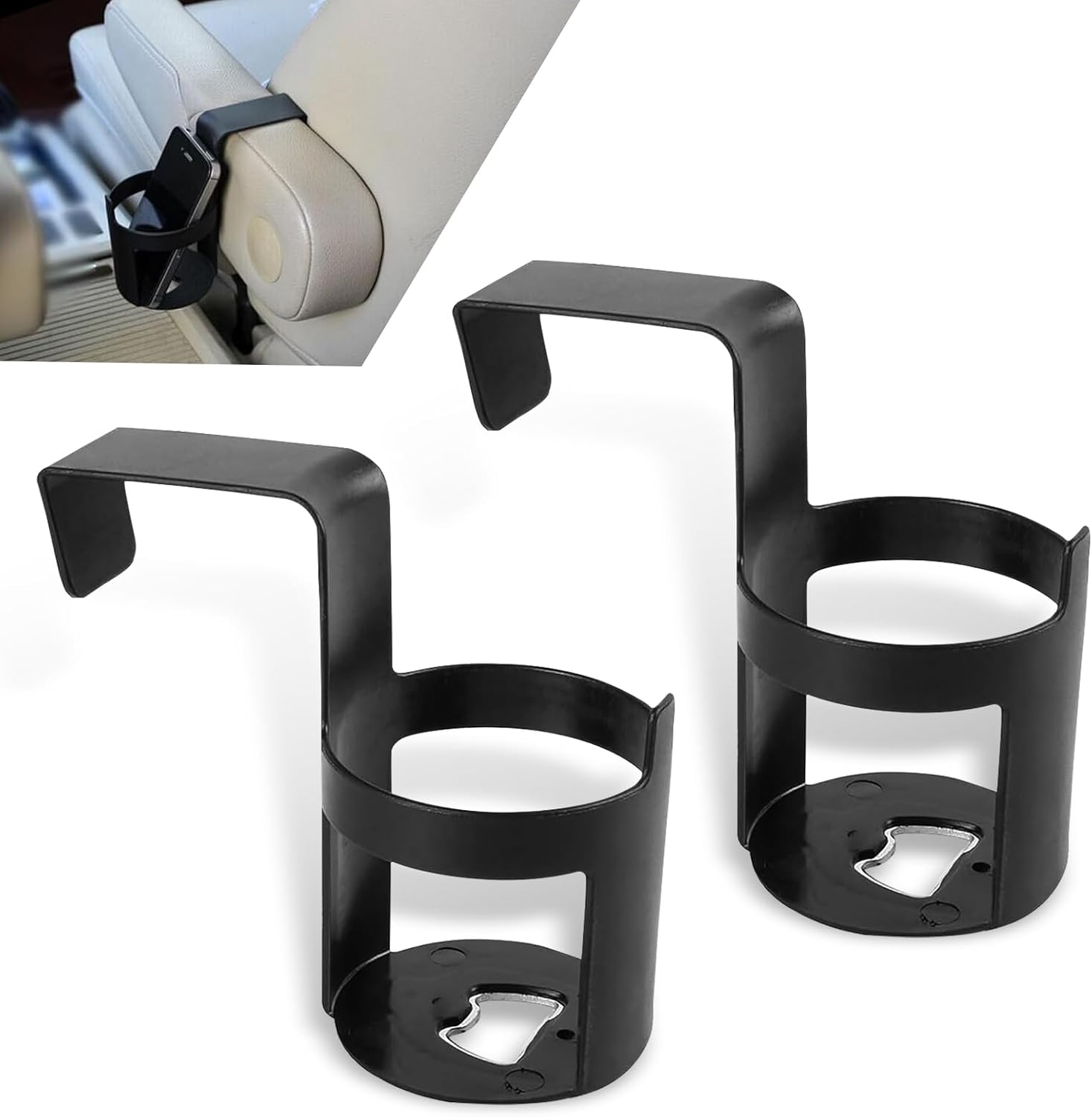 2 Pack Car Cup Holder, 2.67In x 2.55In x 2.04In x 2.75In Waterproof Durable Portable Design, Vehicle Cup Storage Accessories, Universal Automotive Cup Mount Replacements (Black)