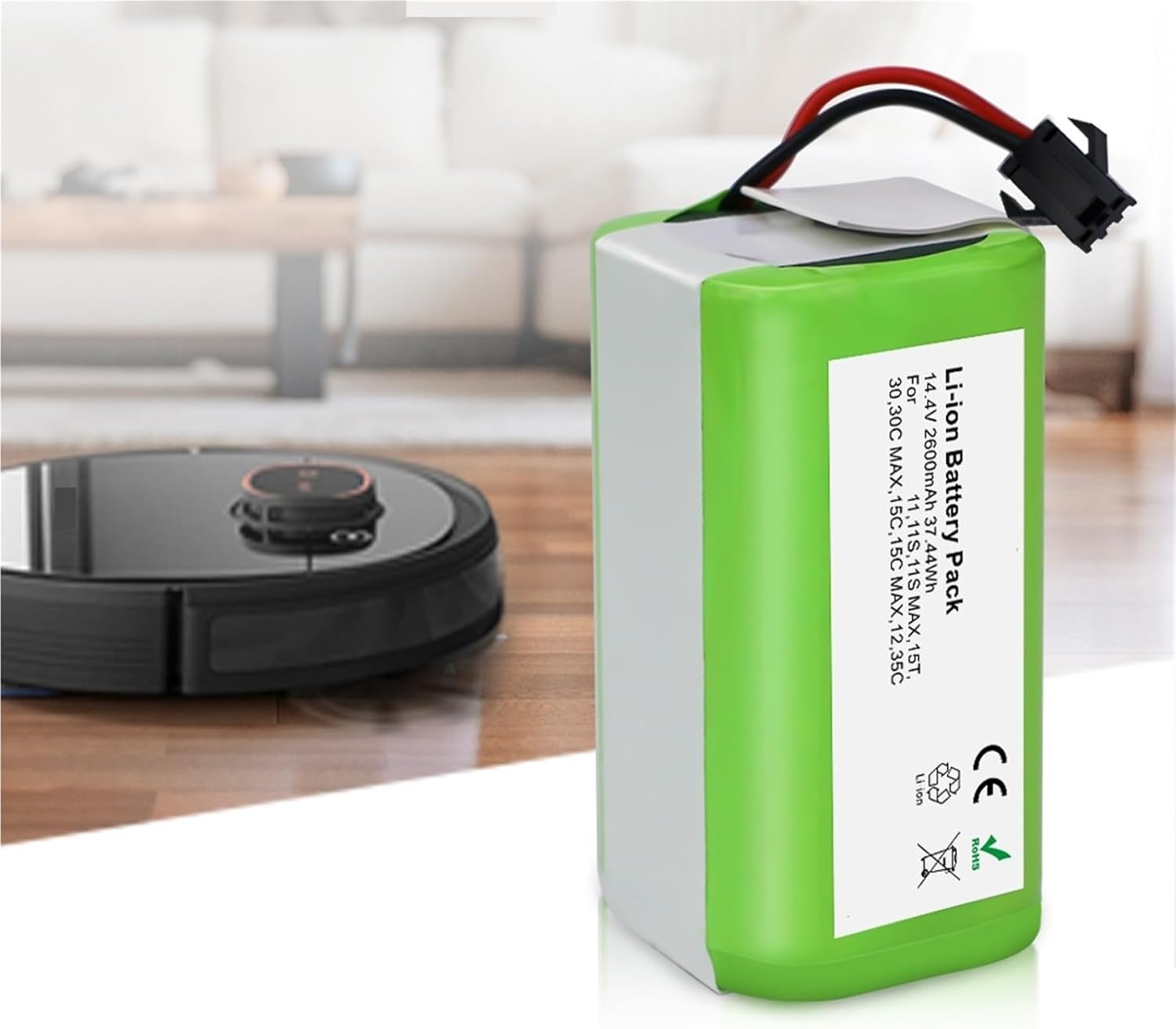 2 Pcs 14.4V 2600mAh Replacement Battery，Compatible For Ecovacs，Deebot N79 N79S，Compatible For Eufy，RoboVac Robot Vacuum Cleaner Accessories