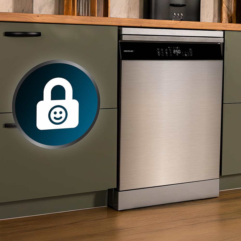 Cecotec Lavastoviglie 60cm Bolero Aguazero 6800 Inox A. 14 Coperti, Basso Consumo, Motore Inverter Plus Duo, 8 Programmi, Lavaggio Automatico, Pulizia a Vapore, Pulizia Interna e Mezza Carica