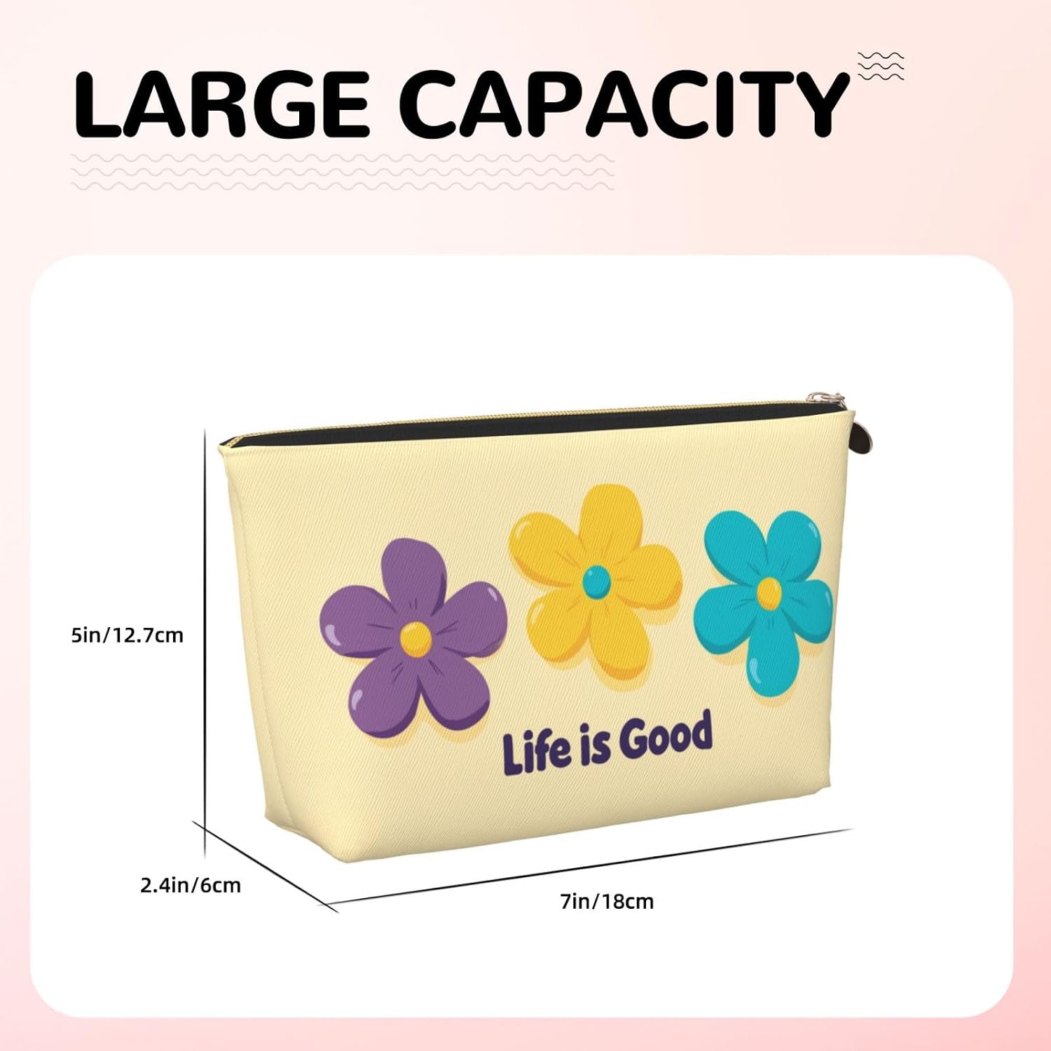 Life is So So Good Makeup Bag Toiletry Bag,Travel Cosmetic Bags image 2