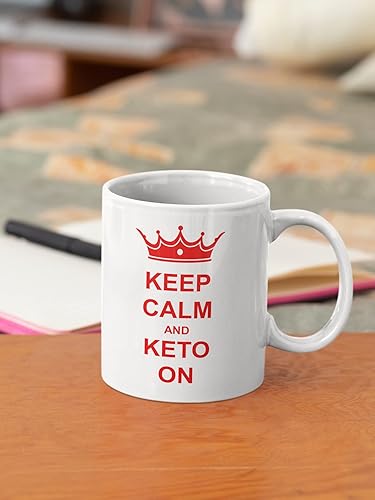 Miniatura 6 de Rave Taza Keto con texto en inglés "Keep Calm & Keto On", taza de té, bebida y regalo divertido