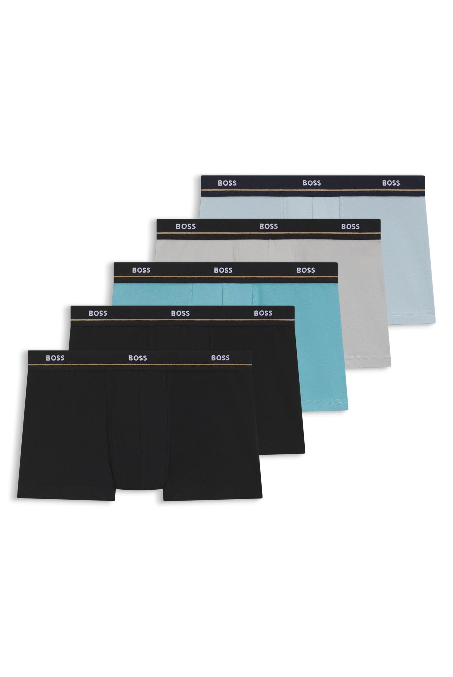 BOSS Mens Trunk 5P Essential Five-Pack of Stretch-Cotton Trunks with Logo waistbands