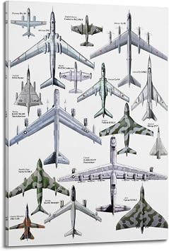 CWBUFD Vintage Military Aircraft Poster Cold War Bombers Decorative Canvas Family Bedroom Artwork Picture Painting 08x12inch20x30cm