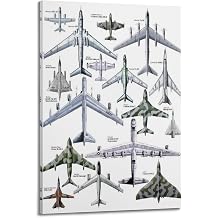 CWBUFD Vintage Military Aircraft Poster Cold War Bombers Decorative Canvas Family Bedroom Artwork Picture Painting 08x12inch20x30cm