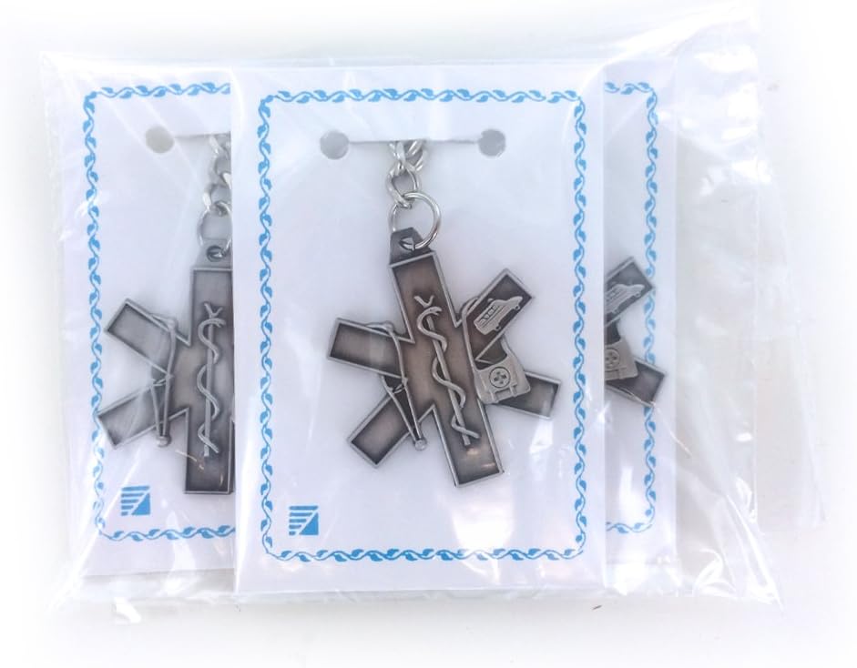 SHOP AWARDS AND GIFTS Emergency Medical Technician EMT Paramedic Symbol Keychain, Antique Pewter,