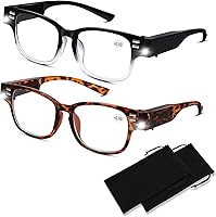 Vista 1 de Reading Glasses with Lights and Magnifier Bright LED Readers Lighted Magnifying Glasses Lighted Eyeglasses Negro