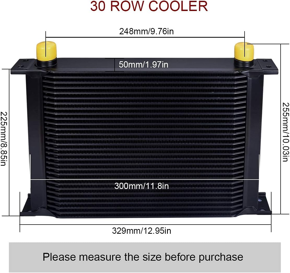 EVIL ENERGY 30 Row AN10-10AN Stacked Plate Oil Cooler 6AN 8AN Adapter Universal Engine Transmission Bundle with 6AN 3/8" Fuel line Hose Fitting Kit Braided Nylon Stainless Steel Oil Gas CPE 20FT Black
