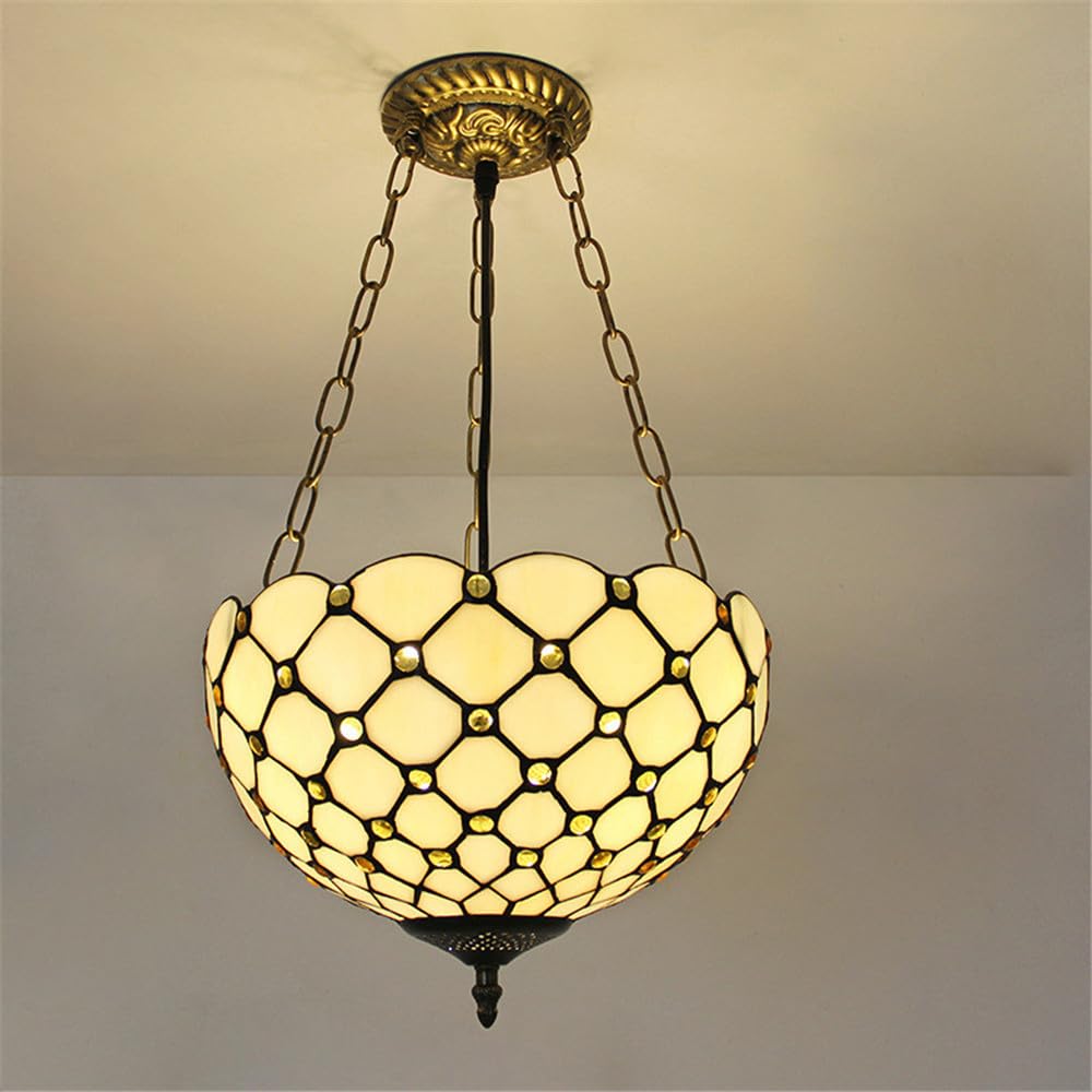 SXWNBIFH Contemporary Color Glass Pendant Lamp American Retro Creativity Living Room Restaurant Bedroom Hotel Villa Corridor Cafe Bar LED Chandelier (F D30CM)