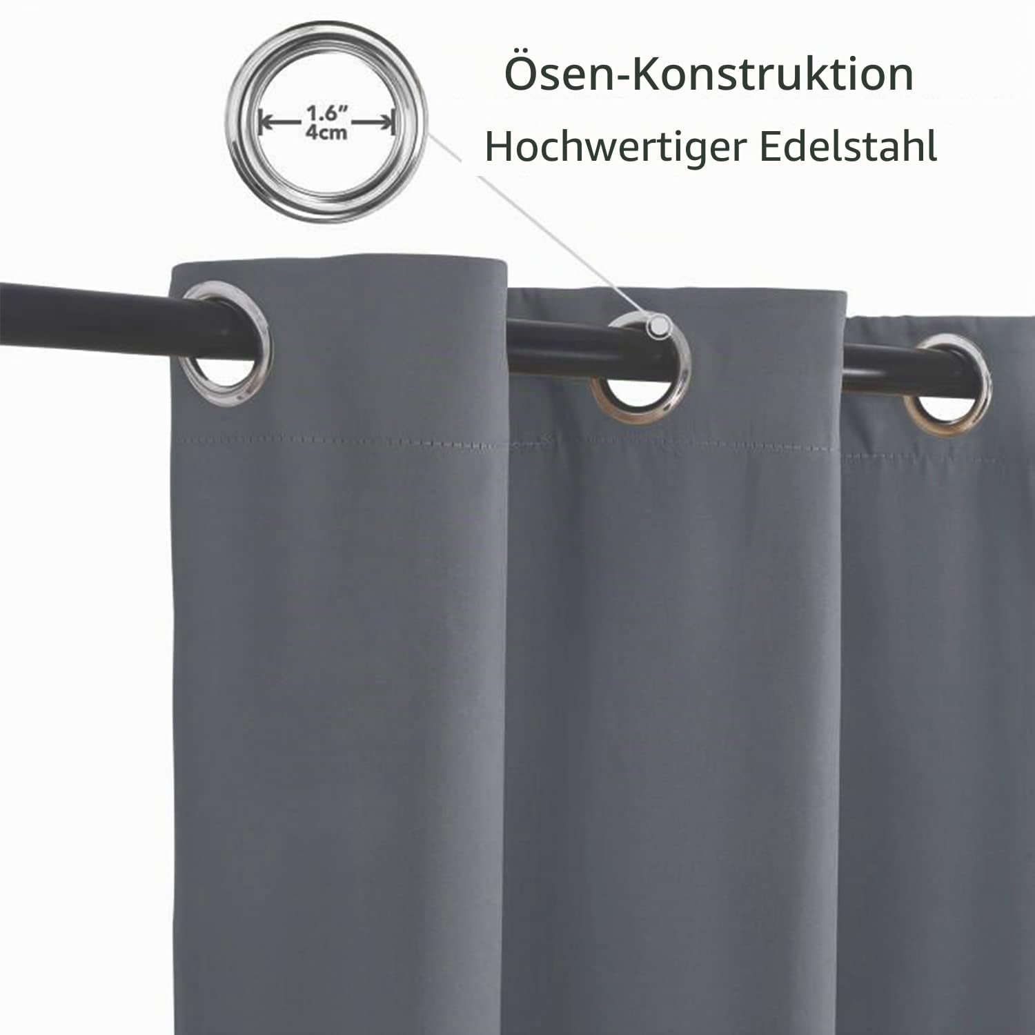 Famibay 2er Set Outdoor Vorhang Wetterfest Outdoorvorhänge Wasserdicht mit Ösen Outdoor Gardinen Sichtschutz & Sonnenschutz für Pavillon Balkon Terrasse Veranda, H 213 x B 132 cm, Grau
