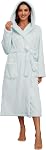 HEARTNICE Womens Hooded Fleece Robe, Thick Warm Plush Bathrobe for Women, Long Fluffy Comfy House Coat Long Fur Fleece