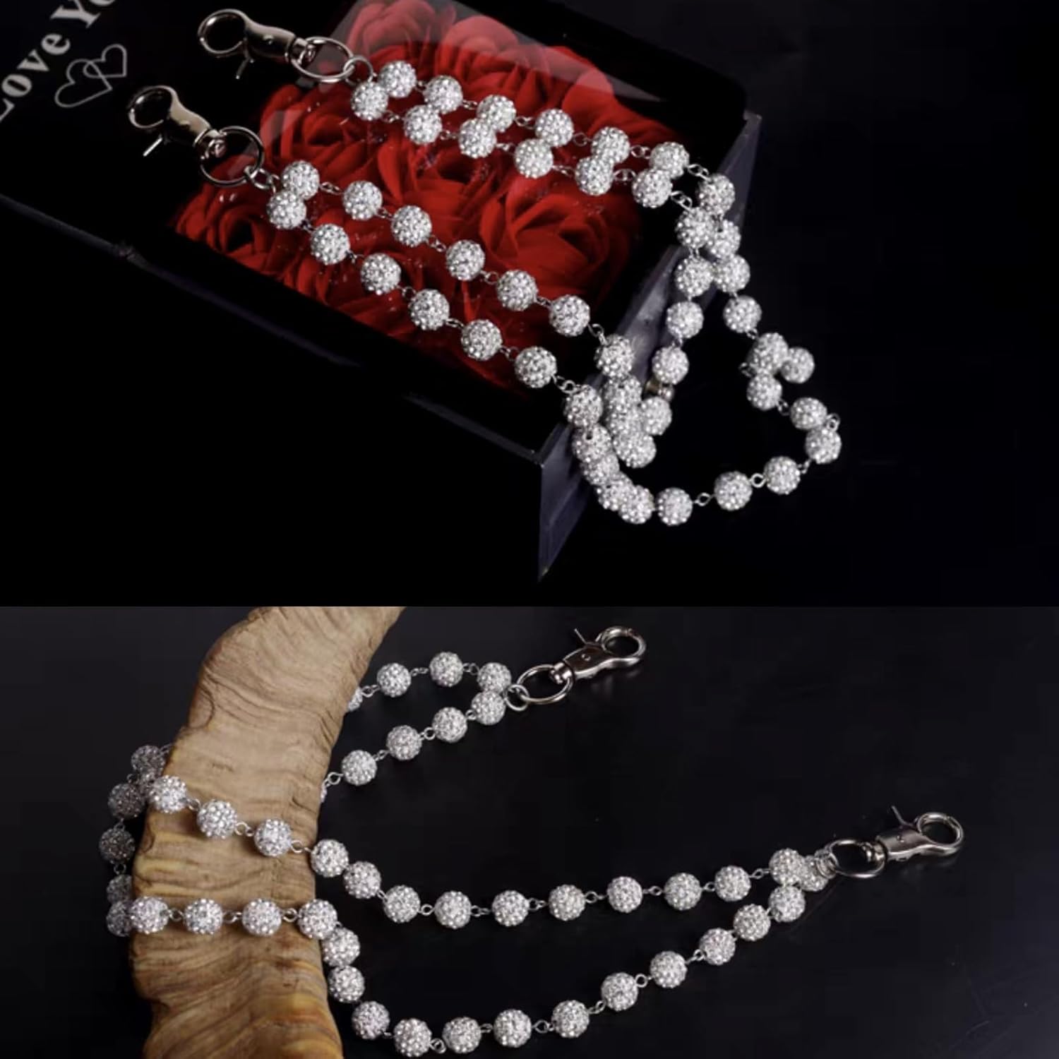 Pants Chain for Men, Women Wallet Chain, Wallet Chain Layered Pants Chains for Men Women Rhinestone Waist Chain Hipster Street Jeans Chain Silver keychain Pocket Bag Accessories Trendy Body Jewelry - Image 4