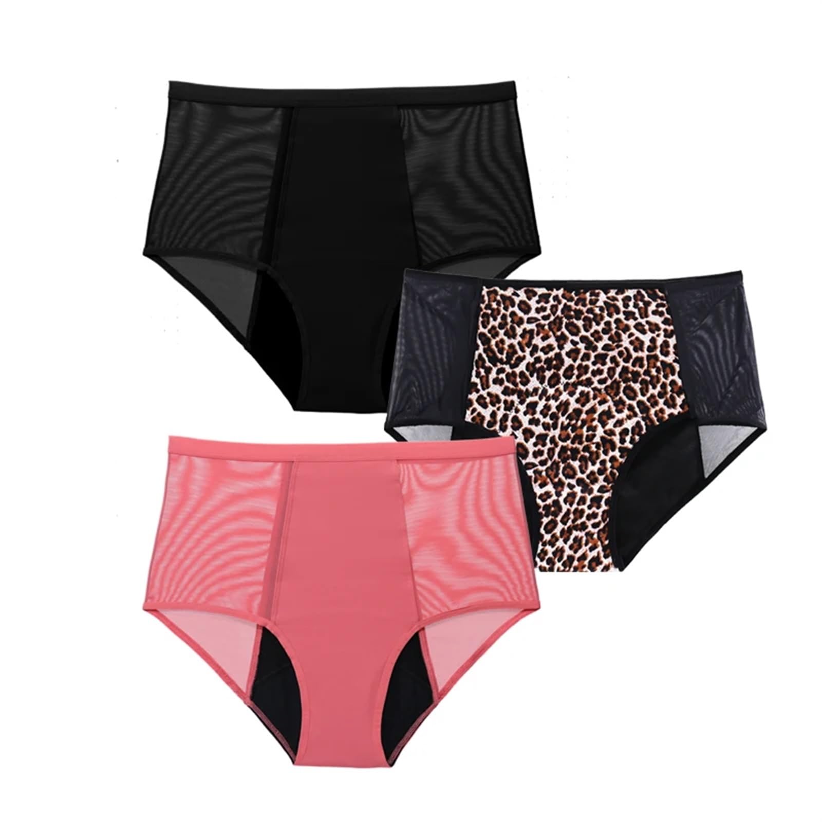 Majtki po kolana 3 sztuk/zestaw majtki bielizna szybkochłonna seksowne koronkowe damskie figi menstruacyjne bielizna Plus Size 5XL 6XL(9140 Leopard 1pc,XXXXXX-Large)
