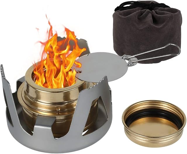 Alcohol Stove, Spirit Burner Lightweight Backpacking Brass Ultra-Light Mini Alcohol Furnace Stoves Stand for Outdoor Camping Hiking BBQ,Picnic to Boil Water, Make Coffee, Cooking Picnic Stove