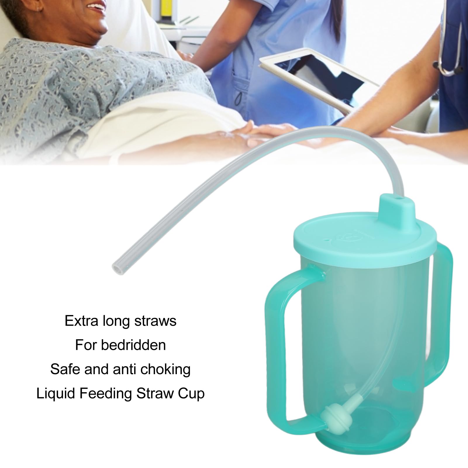 Bere Per Convalescenti Per Adulti, 350 Ml Tazza con Beccuccio Per Adulti Tazza Per Alimentazione Convalescente Sicura, Resistente al Calore, a Tenuta Stagna con Cannuccia Estesa Per Pazienti Anziani