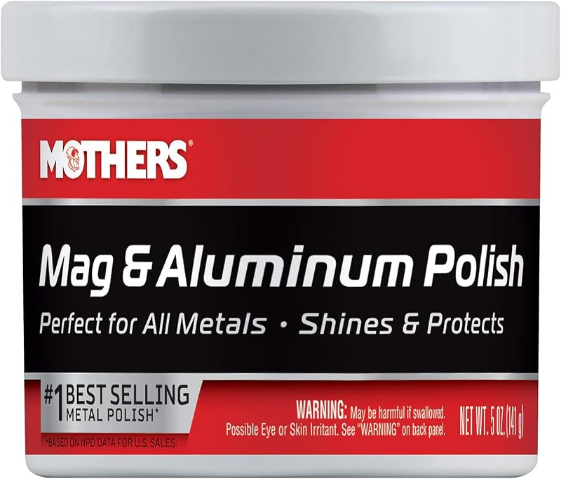 Mothers Mag & Aluminum Polish, 5 oz. (05100) | Brilliant Shine, All Uncoated & Unplated Metals Including Aluminum, Stainless Steel Trim and Exhaust Tips, Brass & More