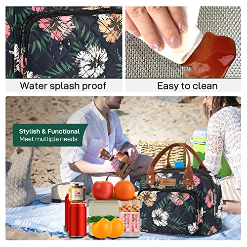 HOMESPON Insulated Lunch Bag for Women Men Work Adult Cool Bag Lunch Box Container Ladies Lunch Tote (Floral B) - Image 4