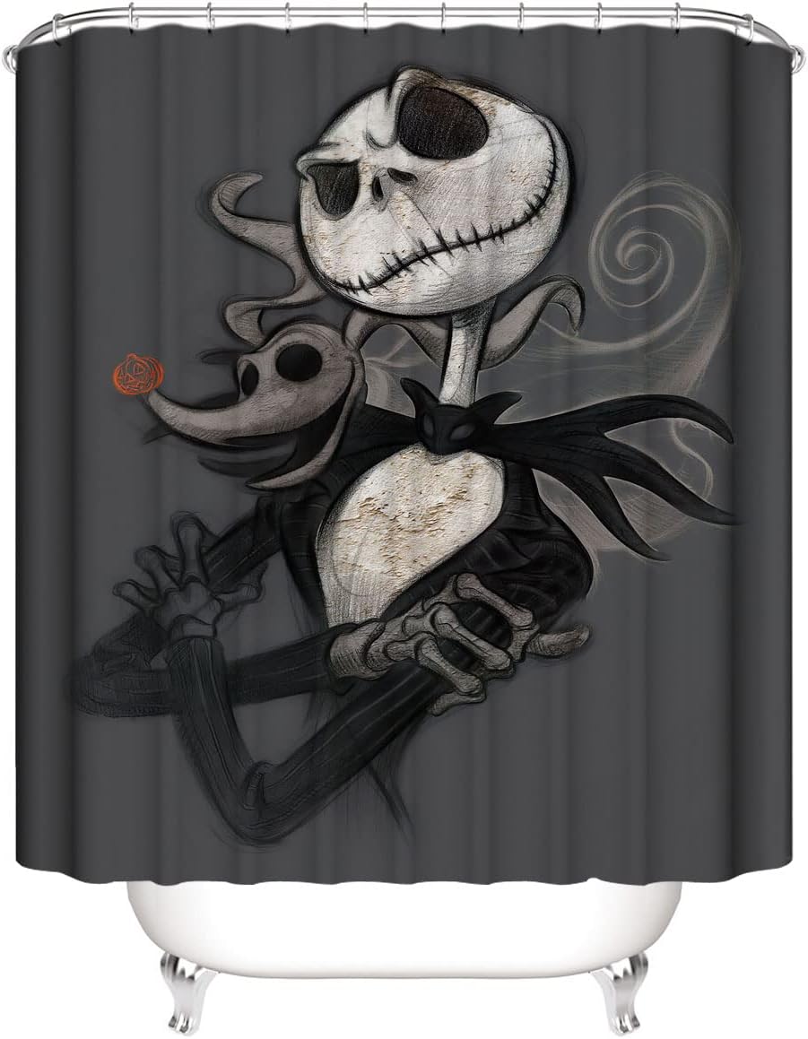 DDS-DUDES 4Pcs Christmas Shower Curtain Sets Kids Bathroom Halloween Christmas Decor with 12 Curtain Hooks for Bathroom, Waterproof 71 x 71 inch (D00056)