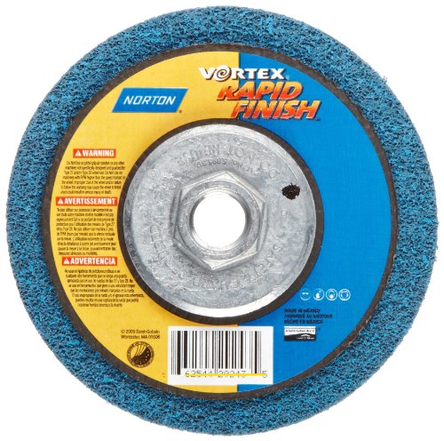 Norton Bear-Tex Depressed Center Vortex Rapid Finish Unified Nonwoven Abrasive Wheel, Type 27, 4-1/2