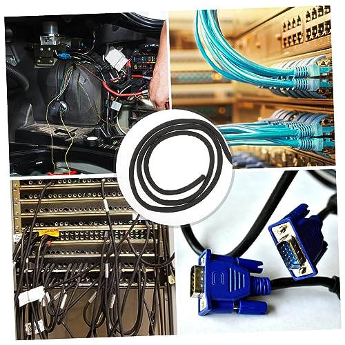 jojofuny funda textil autoenvolvente retardante de llama negra para manejo de cables PET trenzada para escritorio organizador de cables de datos, red, computadora y carga miniatura 2