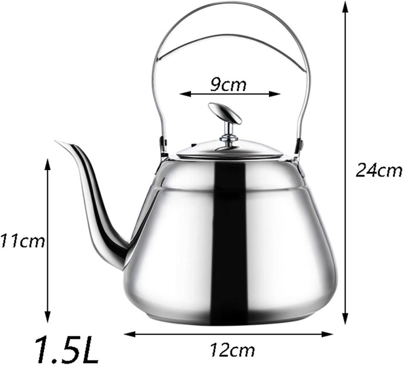 Teapot, Stainless Steel Kettle Stove Top with Tea Infuser, Surgical Brushed Stainless Steel Finish Teapot