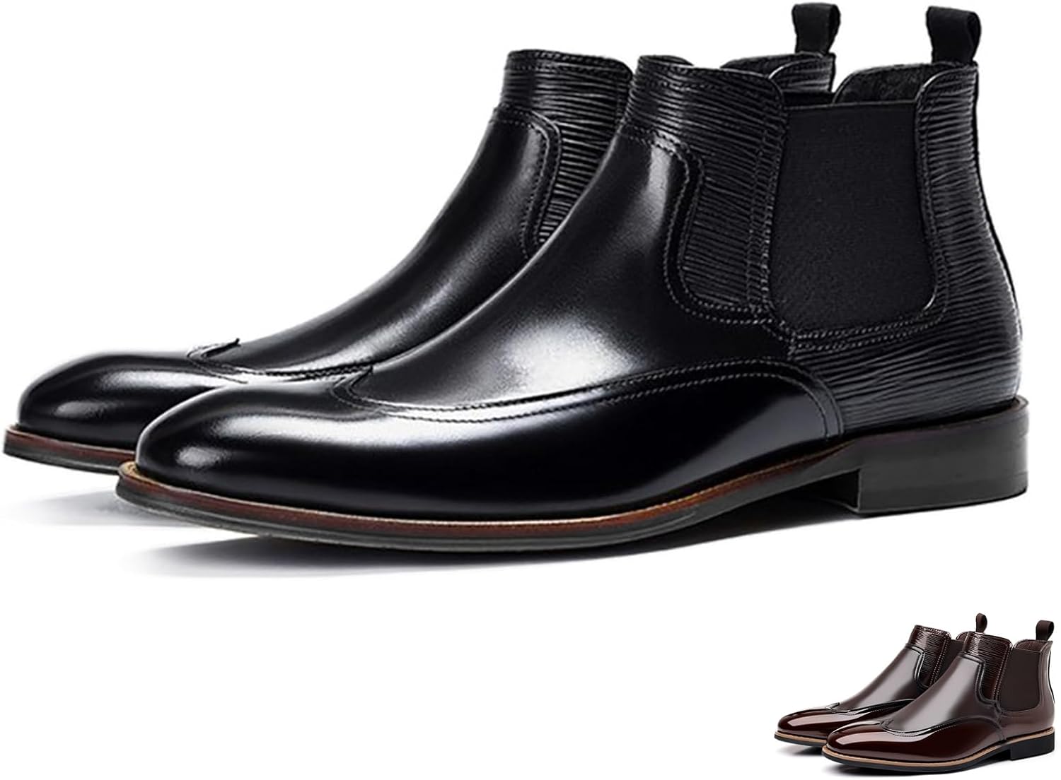 GLBDU Men's Patent Leather Chelsea Dress Boots Fashion