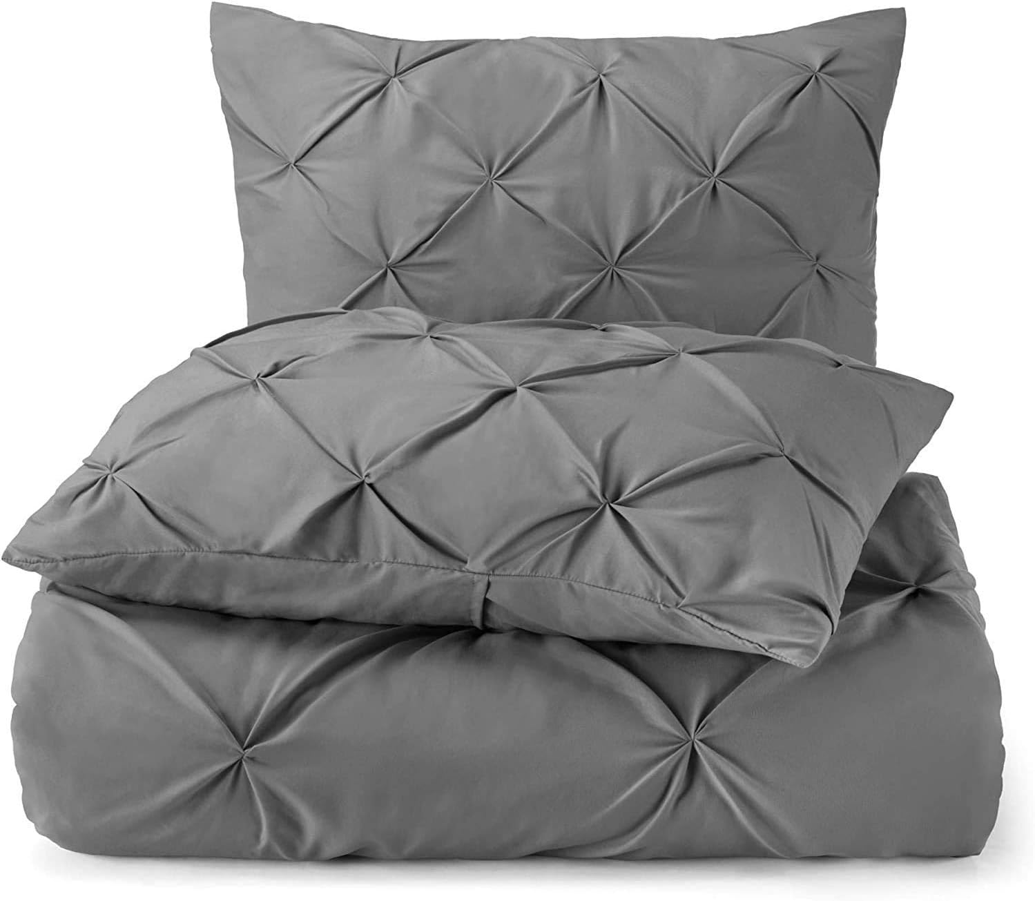 Standard Pillow Shams Set Of 2 Pinch Pleated Dark Grey
