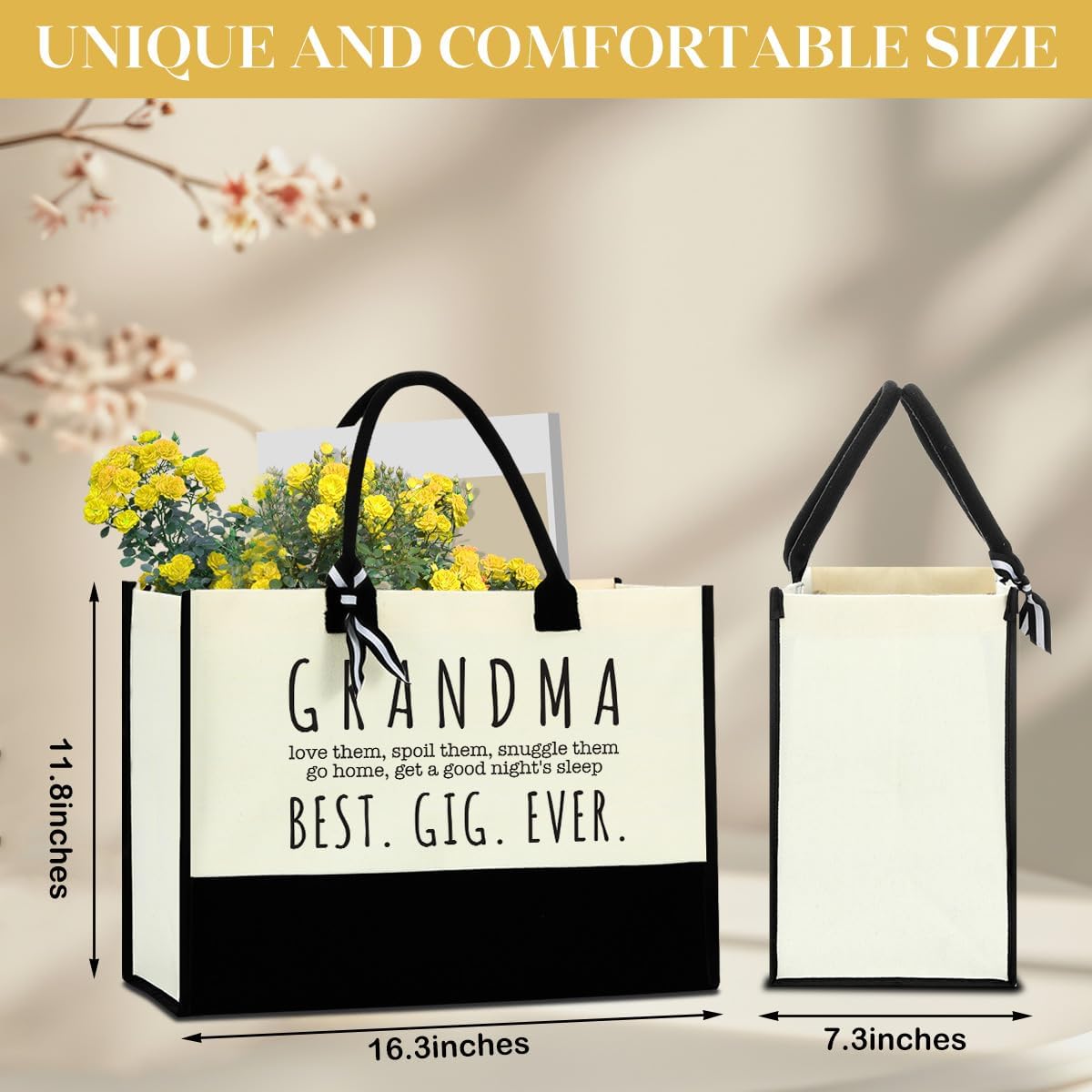 FORBIDDEN PAPER Grandma Gifts Tote Bag for Nana, Mimi, Gigi & Granny - Perfect for Birthday, Thanksgiving & Christmas Travel Handbag - Image 4
